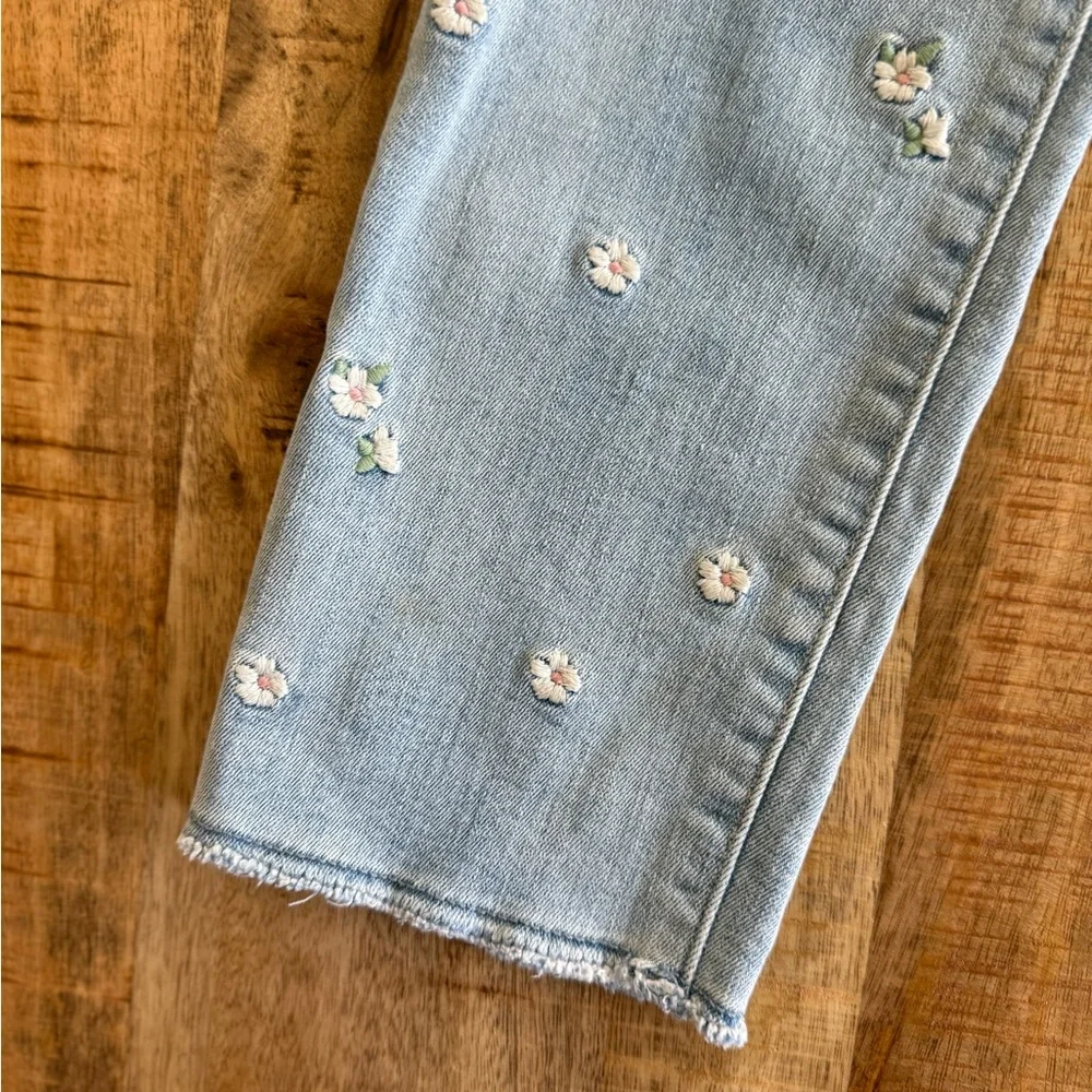 GAP Floral Embroidered Stretch Jegging Ankle Jeans Light Wash Size 16